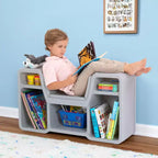Libreria per bambini nera a 2 ripiani con sedile integrato – 1 bambino