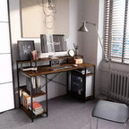 Scrivania da 55" con libreria reversibile, carbone / grigio sbiadito / rovere chiaro / marrone rustico, 1 persona