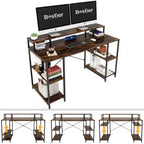 Scrivania da 55" con libreria reversibile, carbone / grigio sbiadito / rovere chiaro / marrone rustico, 1 persona