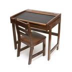 Kids Chalkboard Desk & Chair, Walnut Finish