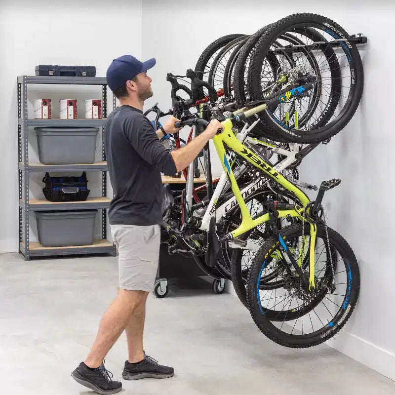 Portabiciclette da parete regolabile in acciaio nero - Contiene fino a 5 biciclette