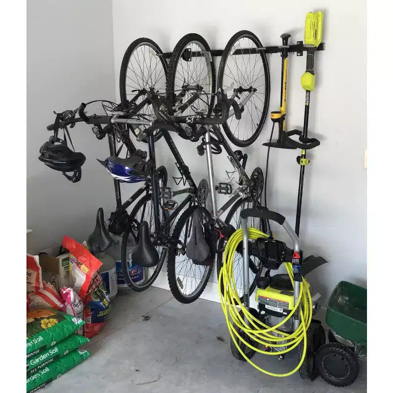 Portabiciclette da parete regolabile in acciaio nero - Contiene fino a 5 biciclette