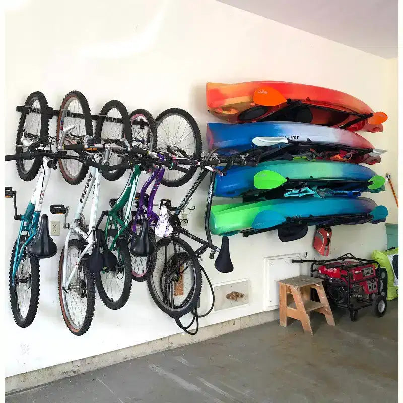 Portabiciclette da parete regolabile in acciaio nero - Contiene fino a 5 biciclette