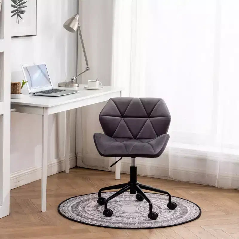 Sedia da ufficio girevole regolabile trapuntata Gray Diamond, senza braccioli, 1 posto