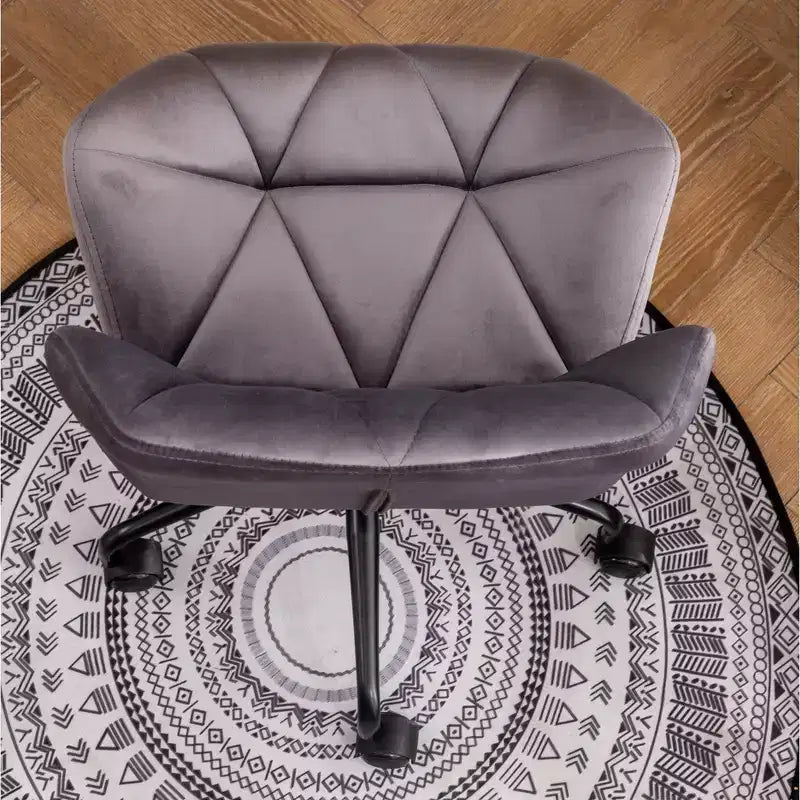 Sedia da ufficio girevole regolabile trapuntata Gray Diamond, senza braccioli, 1 posto