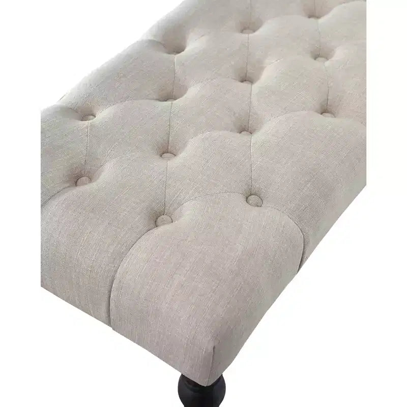 Panca da pranzo singola imbottita color beige con gambe tornite