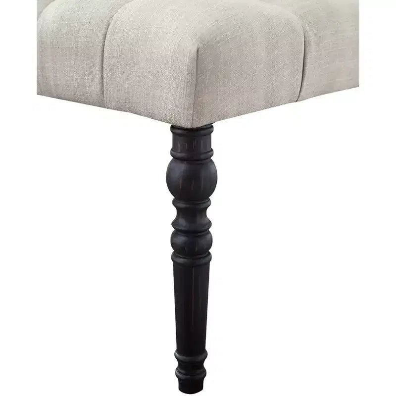 Panca da pranzo singola imbottita color beige con gambe tornite