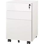Nero/Bianco | Cassettiera con serratura a 3 cassetti | Pedana sottoscrivania | Uso singolo