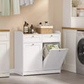 VASAGLE Laundry Cabinet, with 2 Drawers and 2 Hidden Laundry Hampers, Freestanding, Tilt-Out Laundry Baskets with Handles, Cloud White