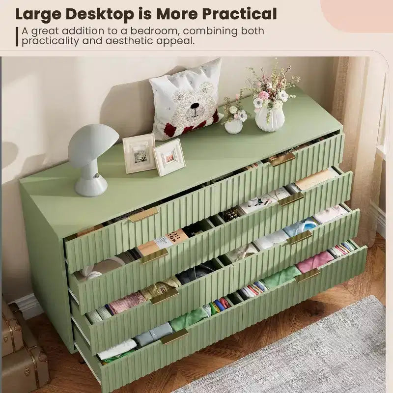 Cassettiera con 8 cassetti, design scanalato, colore nero/grigio/verde/bianco – Singola