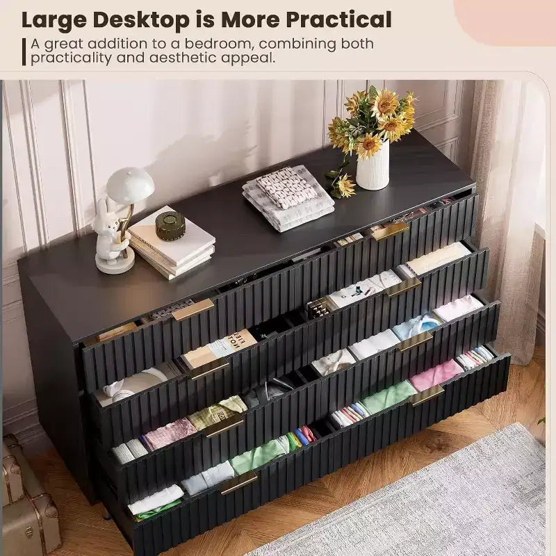 Cassettiera con 8 cassetti, design scanalato, colore nero/grigio/verde/bianco – Singola