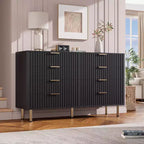 Coolmee 8 Drawer Dresser for Bedroom, Fluted Modern Chest of Drawers with Deep Drawers, Wooden Dresser Organizer for Living Room, Hallway, Kids Room