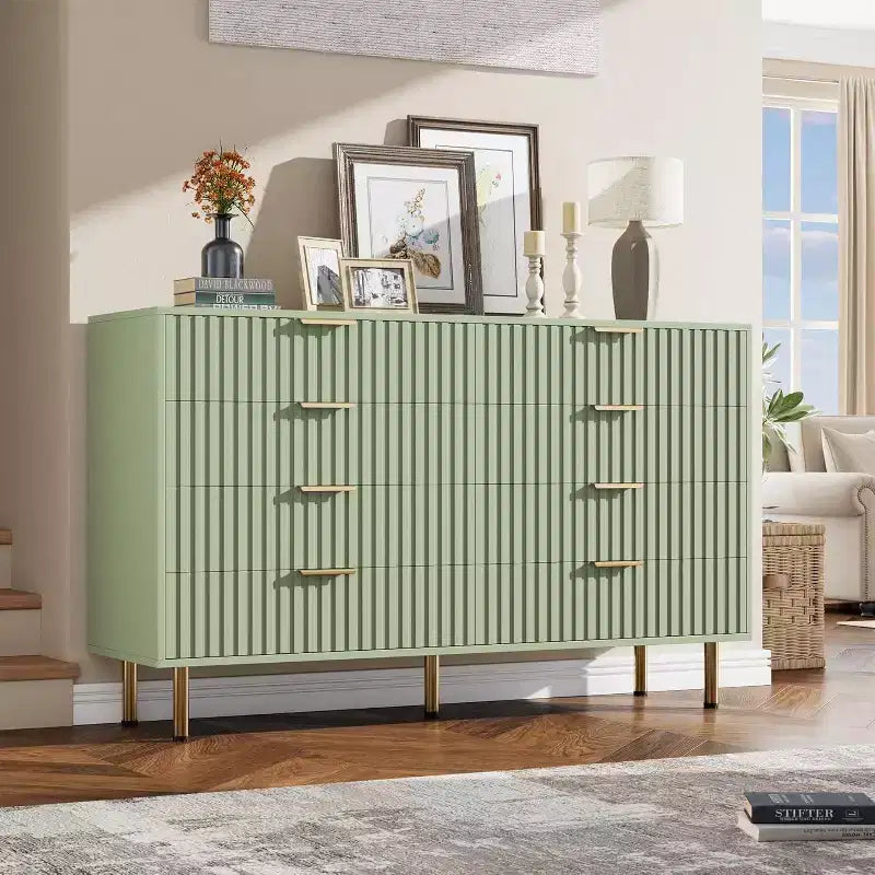 Cassettiera con 8 cassetti, design scanalato, colore nero/grigio/verde/bianco – Singola