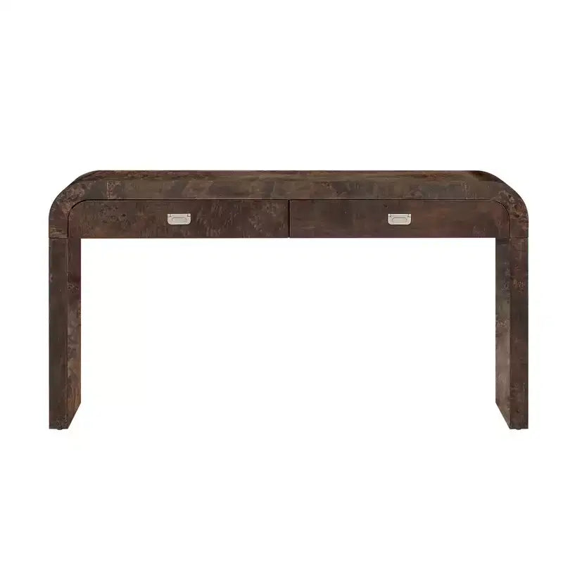 Consolle con due cassetti ad arco nera / marrone scuro / naturale, 1 pezzo