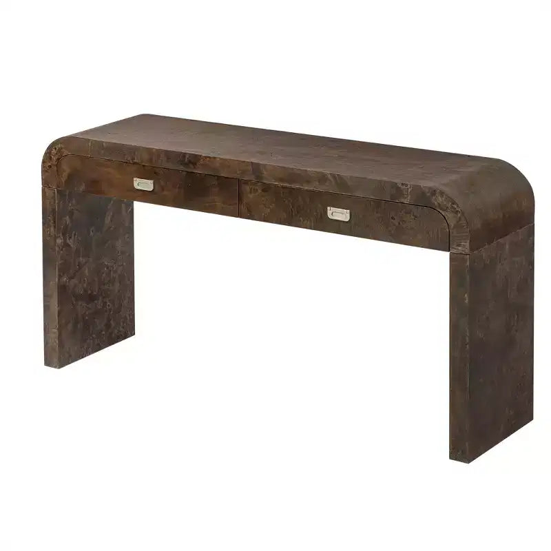 Consolle con due cassetti ad arco nera / marrone scuro / naturale, 1 pezzo