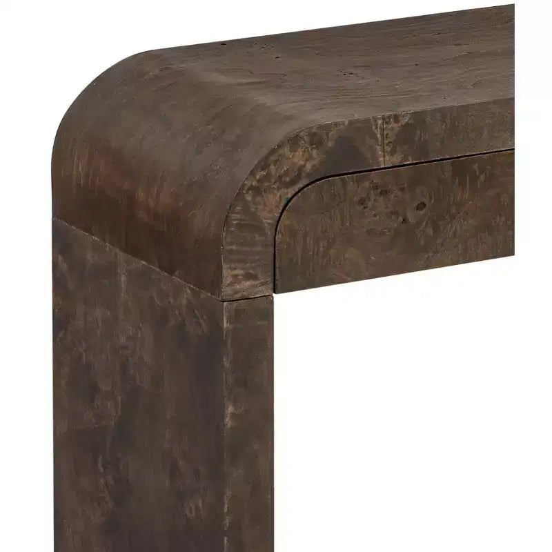 Consolle con due cassetti ad arco nera / marrone scuro / naturale, 1 pezzo