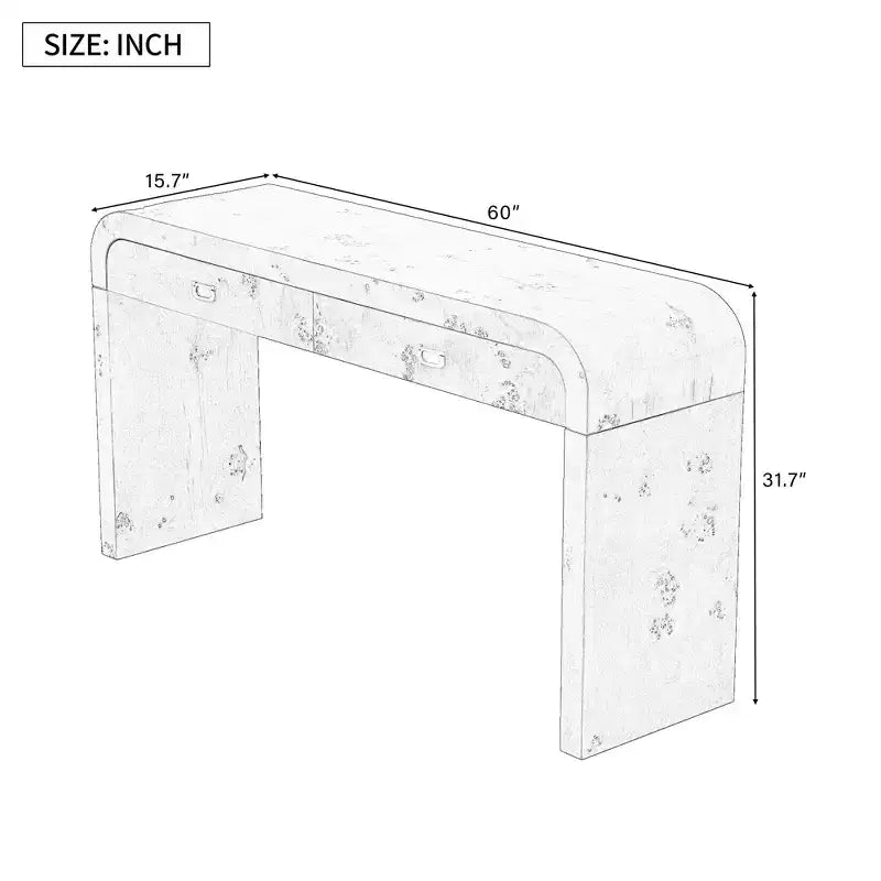 Consolle con due cassetti ad arco nera / marrone scuro / naturale, 1 pezzo