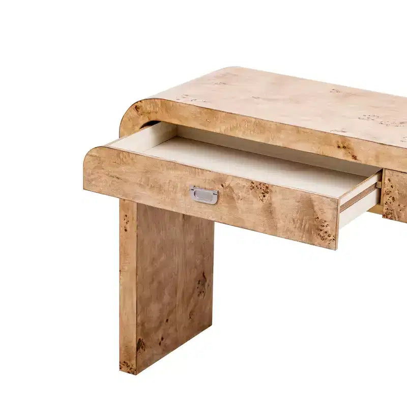 Consolle con due cassetti ad arco nera / marrone scuro / naturale, 1 pezzo