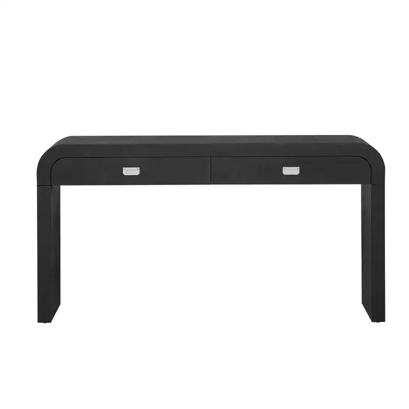 Consolle con due cassetti ad arco nera / marrone scuro / naturale, 1 pezzo