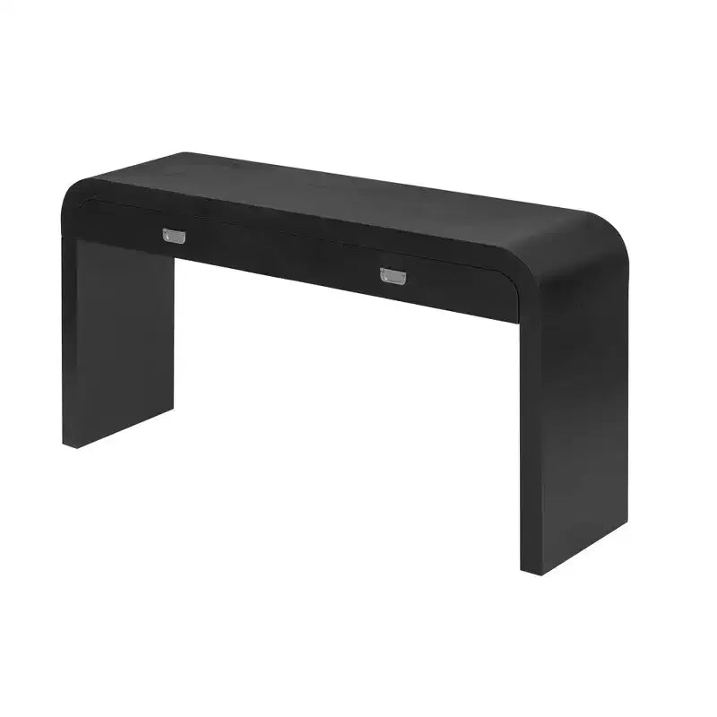 Consolle con due cassetti ad arco nera / marrone scuro / naturale, 1 pezzo