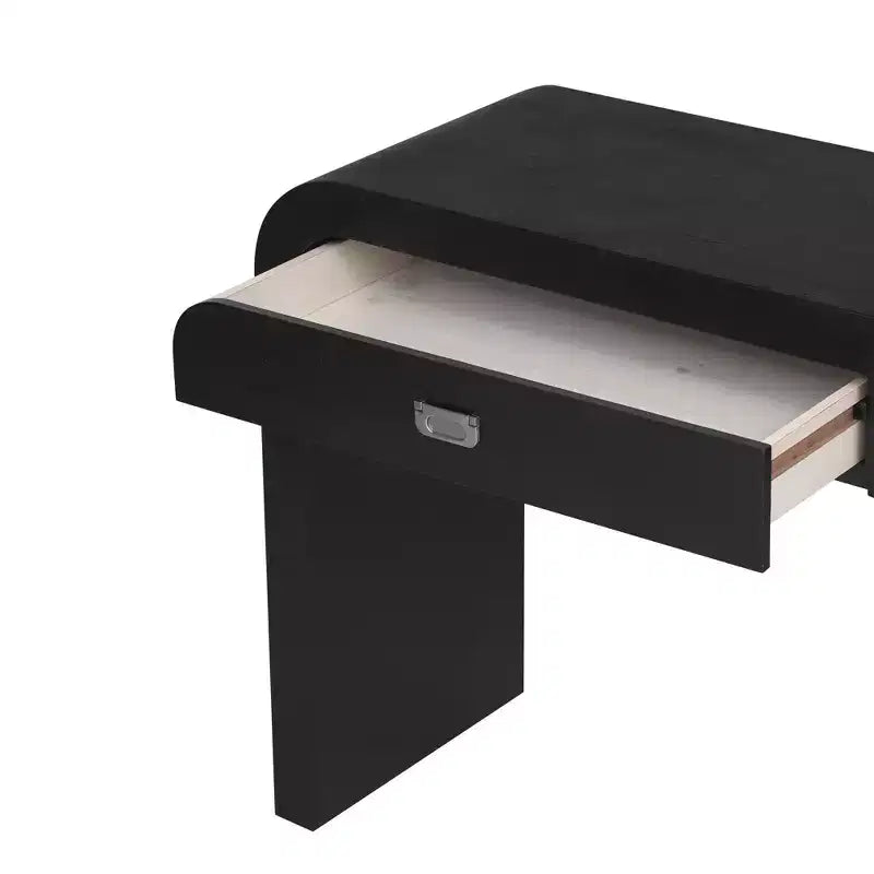 Consolle con due cassetti ad arco nera / marrone scuro / naturale, 1 pezzo