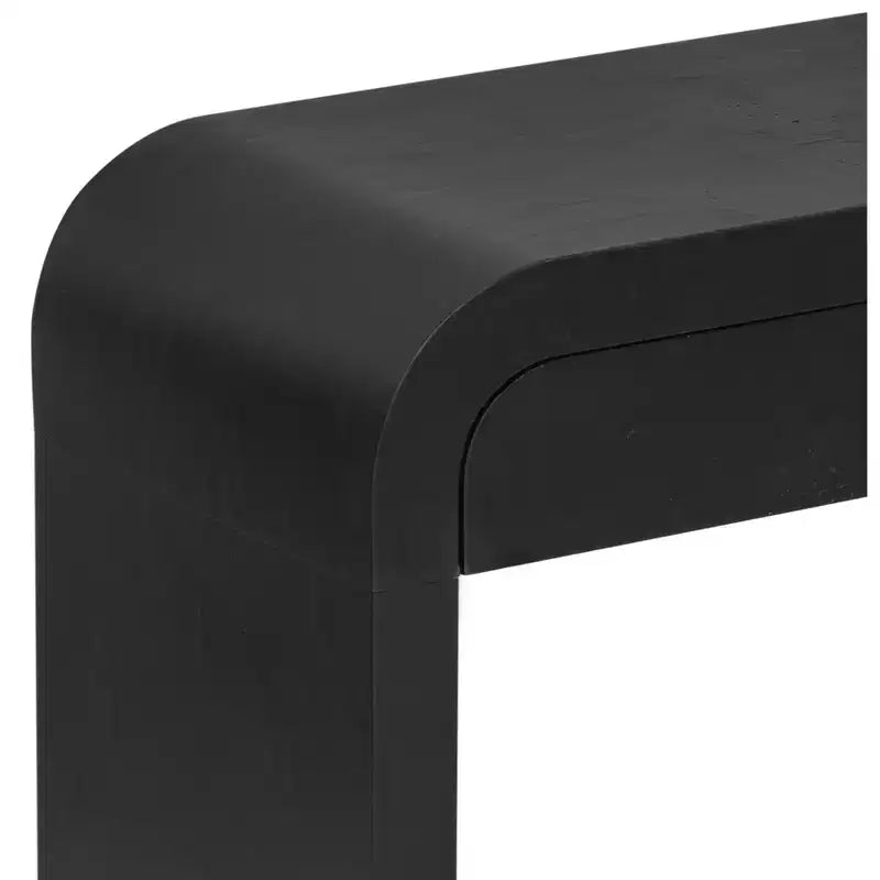 Consolle con due cassetti ad arco nera / marrone scuro / naturale, 1 pezzo