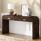 Consolle con due cassetti ad arco nera / marrone scuro / naturale, 1 pezzo