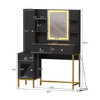 Specchiera da trucco illuminata bianca/nera con specchio, 1 persona