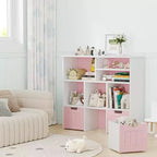 Libreria per bambini rosa e bianca con 3 cassetti mobili – Per 1 bambino
