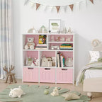 Libreria per bambini rosa e bianca con 3 cassetti mobili – Per 1 bambino