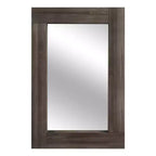 Specchio da parete con cornice in legno massiccio marrone/carbone/bianco invecchiato, 24" x 36"