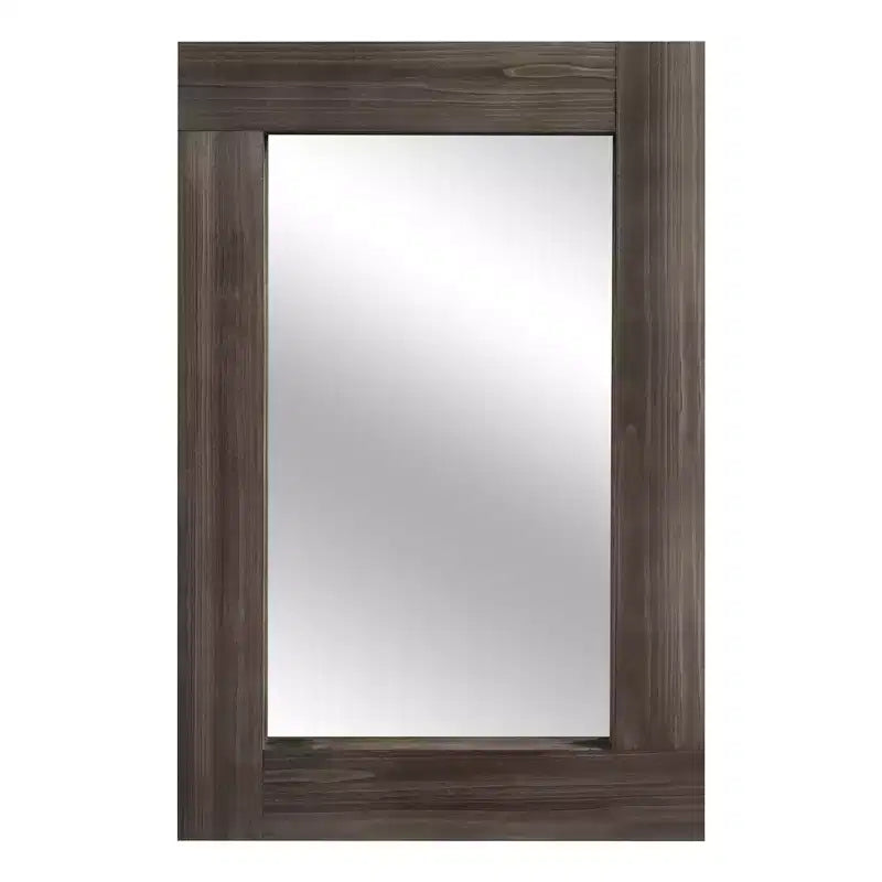 Specchio da parete con cornice in legno massiccio marrone/carbone/bianco invecchiato, 24" x 36"