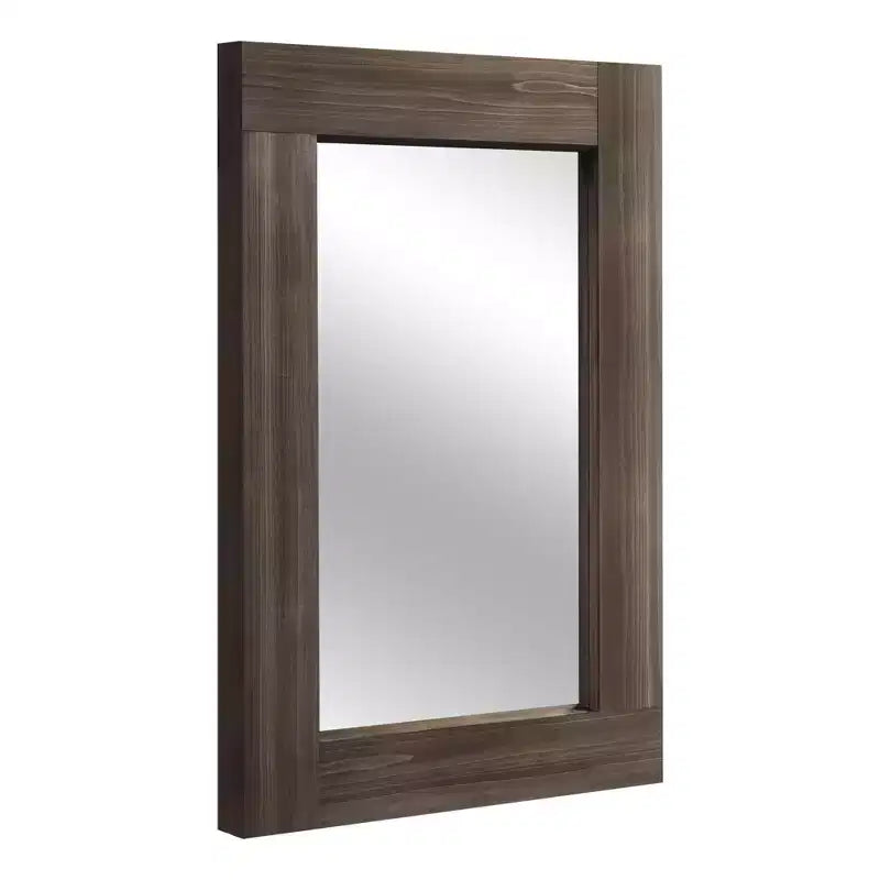 Specchio da parete con cornice in legno massiccio marrone/carbone/bianco invecchiato, 24" x 36"