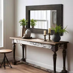 Specchio da parete con cornice in legno massiccio marrone/carbone/bianco invecchiato, 24" x 36"