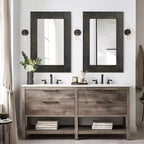 Specchio da parete con cornice in legno massiccio marrone/carbone/bianco invecchiato, 24" x 36"