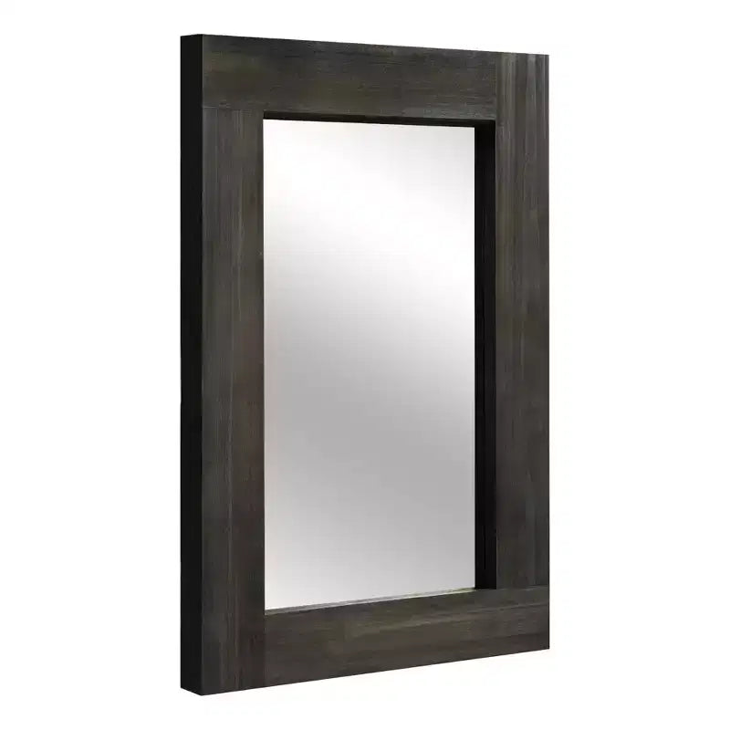 Specchio da parete con cornice in legno massiccio marrone/carbone/bianco invecchiato, 24" x 36"