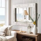 Specchio da parete con cornice in legno massiccio marrone/carbone/bianco invecchiato, 24" x 36"