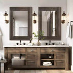 Specchio da parete con cornice in legno massiccio marrone/carbone/bianco invecchiato, 24" x 36"