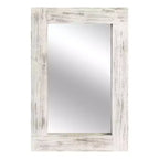 Specchio da parete con cornice in legno massiccio marrone/carbone/bianco invecchiato, 24" x 36"