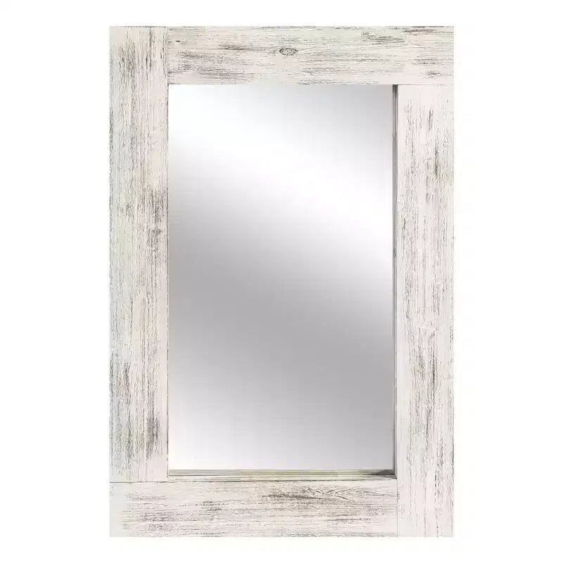 Specchio da parete con cornice in legno massiccio marrone/carbone/bianco invecchiato, 24" x 36"