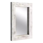 Specchio da parete con cornice in legno massiccio marrone/carbone/bianco invecchiato, 24" x 36"