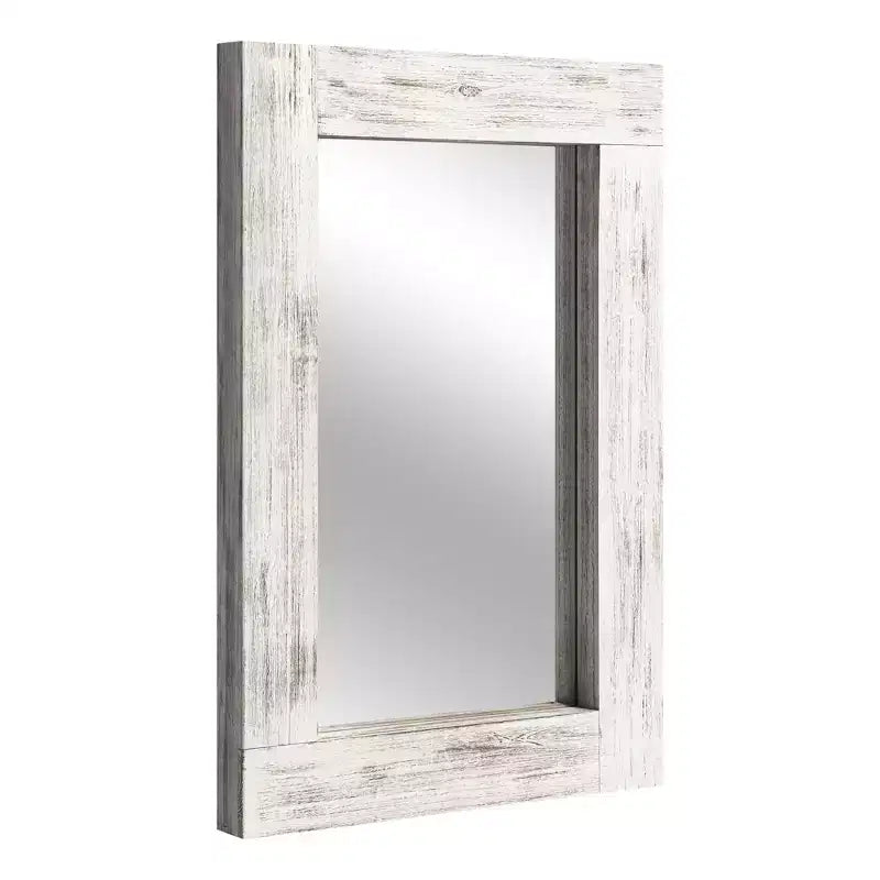 Specchio da parete con cornice in legno massiccio marrone/carbone/bianco invecchiato, 24" x 36"