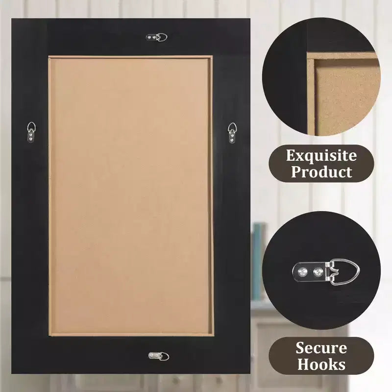 Specchio da parete con cornice in legno massiccio marrone/carbone/bianco invecchiato, 24" x 36"