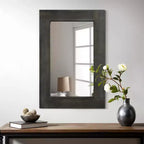 Specchio da parete con cornice in legno massiccio marrone/carbone/bianco invecchiato, 24" x 36"
