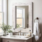 Specchio da parete con cornice in legno massiccio marrone/carbone/bianco invecchiato, 24" x 36"