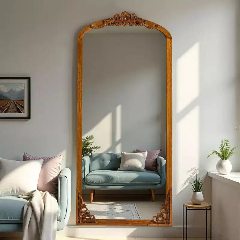 Specchio a figura intera ad arco, nero/oro, autoportante, 1 persona