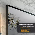 Specchio da parete rettangolare nero, cornice in alluminio, montaggio verticale o orizzontale, 40" x 30"