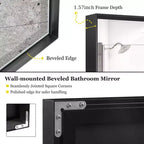 Specchio da parete rettangolare nero, cornice in alluminio, montaggio verticale o orizzontale, 40" x 30"
