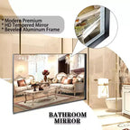 Specchio da parete rettangolare nero, cornice in alluminio, montaggio verticale o orizzontale, 40" x 30"