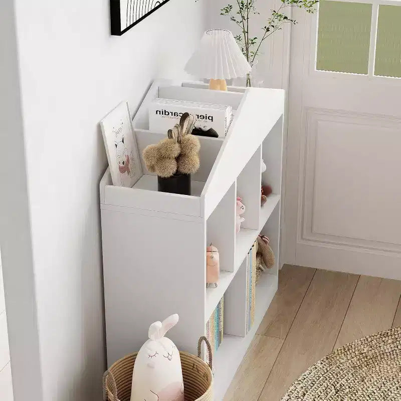 Libreria da tetto a 5 cubi bianca per bambini, utente singolo, 35x35x12 pollici